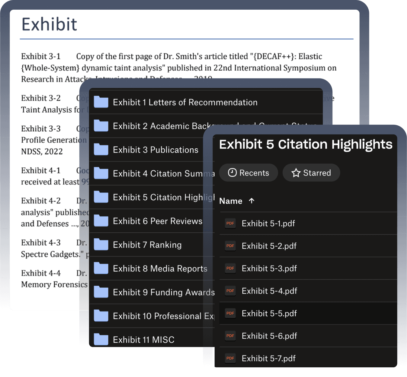 Organized and Indexed Exhibits